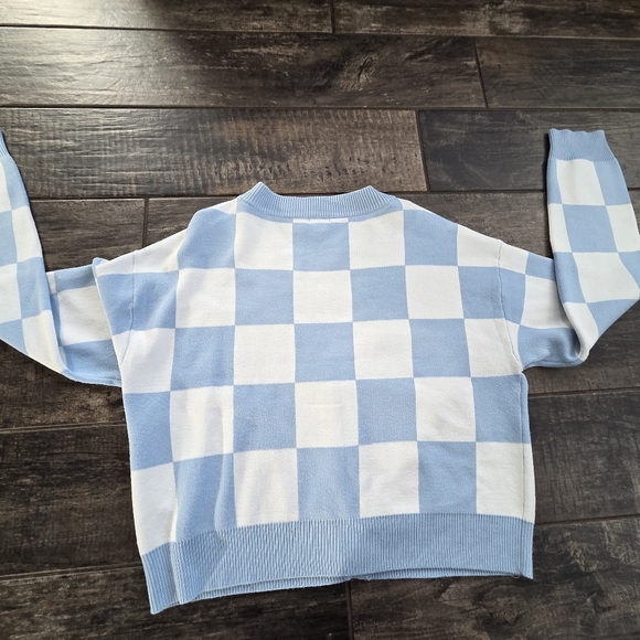 #521 Garage Blue and White Checkered Cardigan - Picture 6 of 7